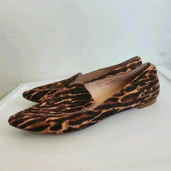 Madewell leopard print cow hide leather pointy toe flats - Picture 5 of 9